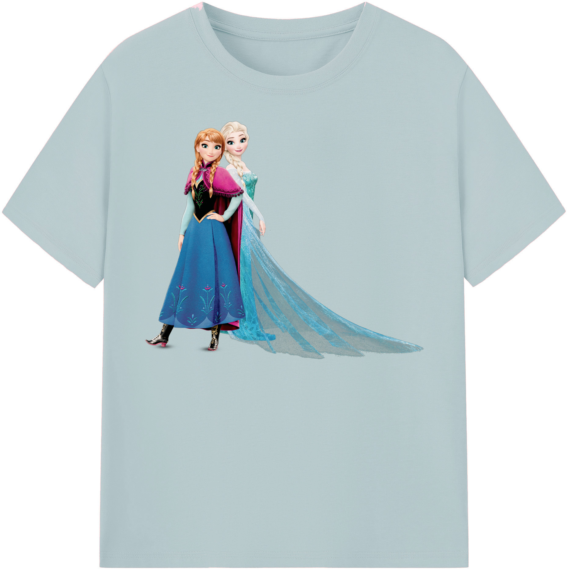 （画像用） アナと雪の女王 アンナ エルサ Frozen Anna Elsa 綿100％半袖Tシャツ（フロントプリント）